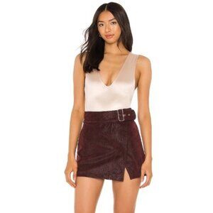 Free People M Medium NWT NEW Deep V Neck Oyster Sleeveless Bodysuit Med Thong